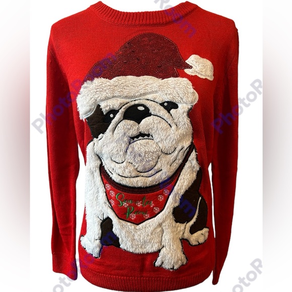 Merry Christmas Poof Christmas Dog Sweater - Picture 3 of 5